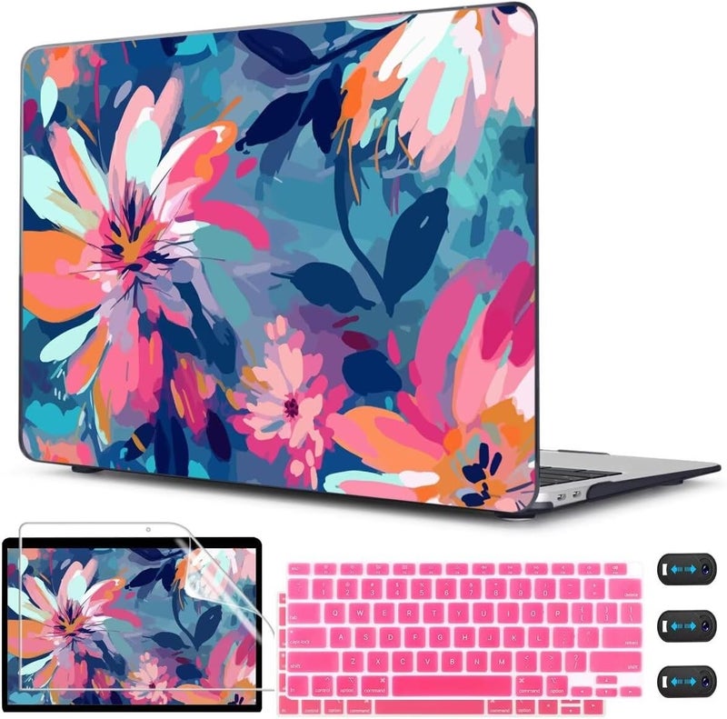 CISSOOK Compatible with MacBook Air 13 inch Case 2021, 2020-2018 Release M1 Chip A2337 A2179 A1932 Retina Display + Touch ID, Plastic Hard Shell &Keyboard Cover& Screen Protector, Muti-Color Painting - Image 1